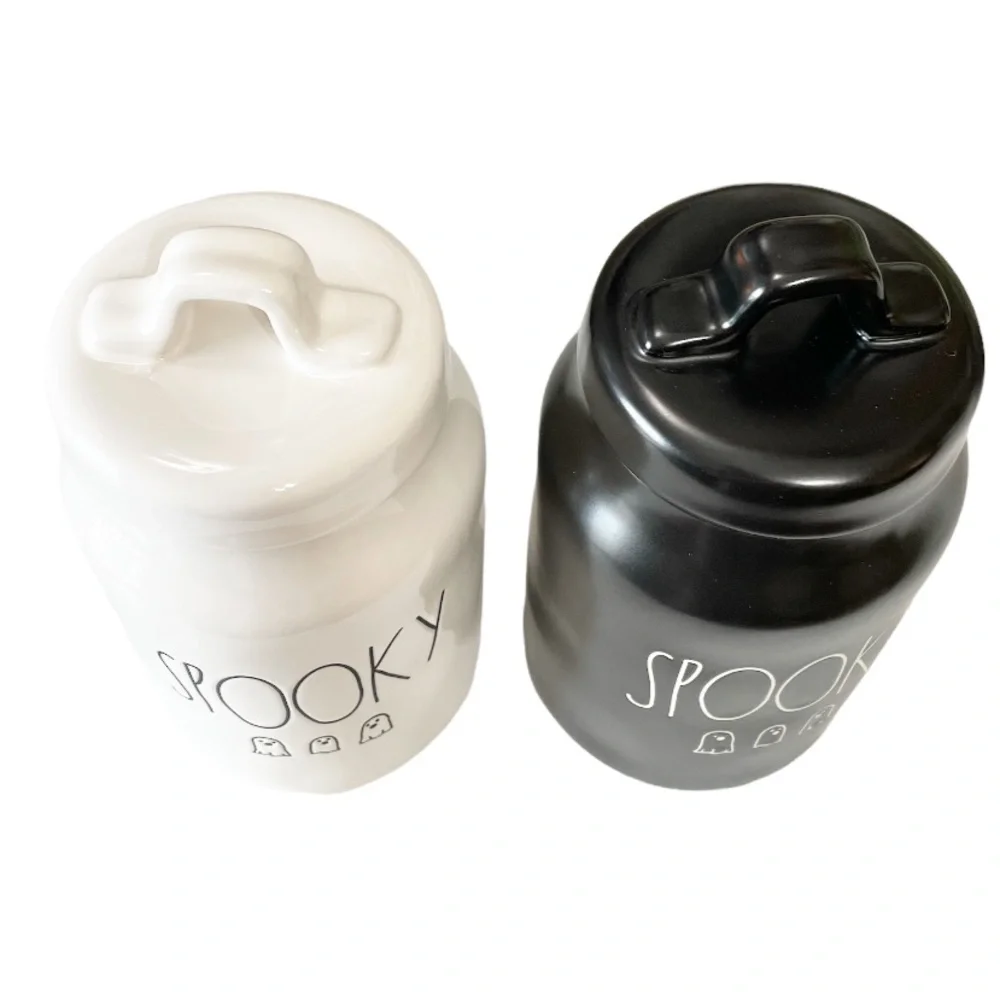 NEW Rae Dunn SPOOKY 👻👻👻 Canister Set/2
